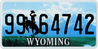WY license plate 9964742