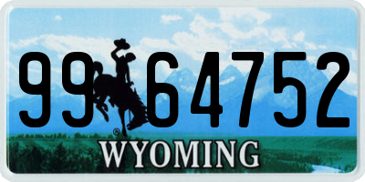 WY license plate 9964752