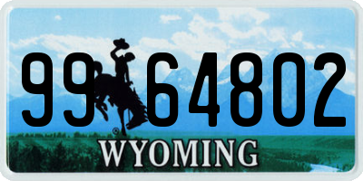 WY license plate 9964802