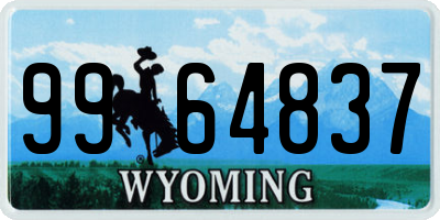 WY license plate 9964837