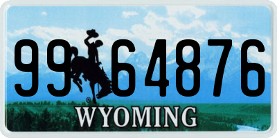 WY license plate 9964876