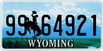 WY license plate 9964921