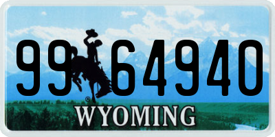 WY license plate 9964940