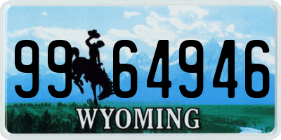 WY license plate 9964946