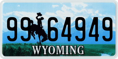 WY license plate 9964949