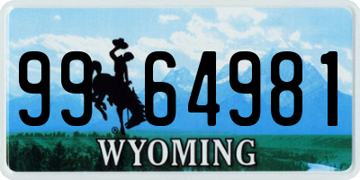 WY license plate 9964981