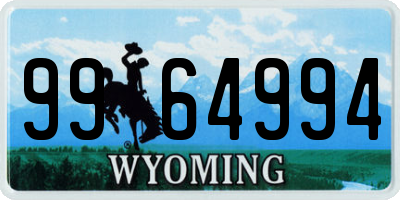 WY license plate 9964994