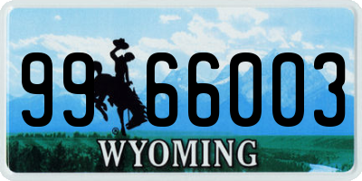 WY license plate 9966003