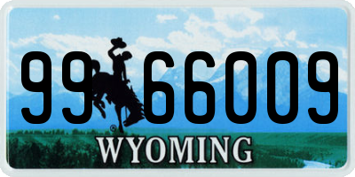 WY license plate 9966009