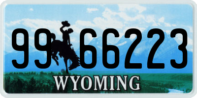 WY license plate 9966223