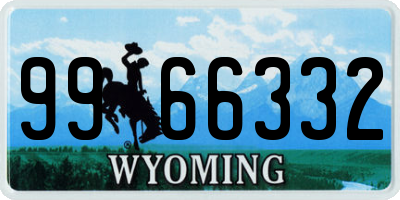 WY license plate 9966332
