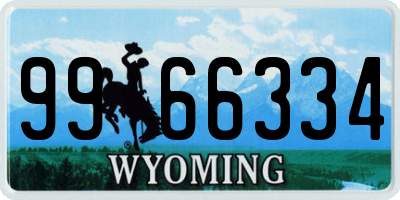 WY license plate 9966334