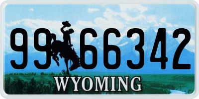 WY license plate 9966342