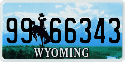 WY license plate 9966343