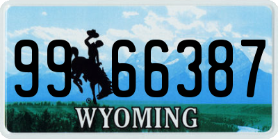 WY license plate 9966387