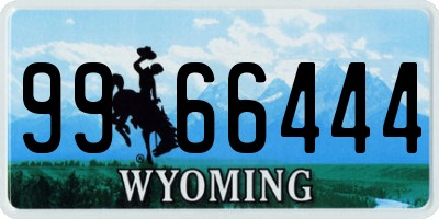 WY license plate 9966444