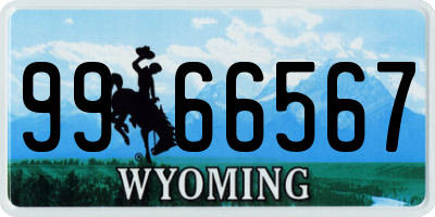 WY license plate 9966567