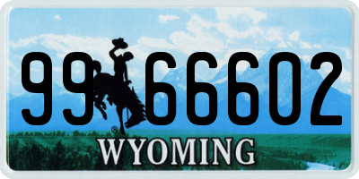 WY license plate 9966602