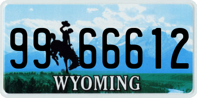 WY license plate 9966612