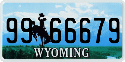 WY license plate 9966679