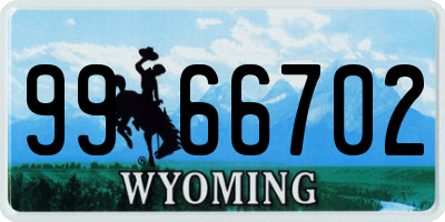 WY license plate 9966702