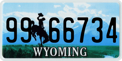 WY license plate 9966734