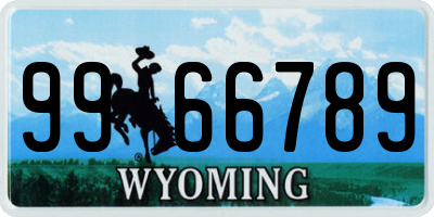 WY license plate 9966789