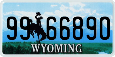 WY license plate 9966890