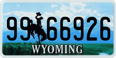 WY license plate 9966926