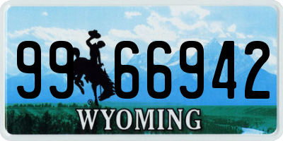 WY license plate 9966942