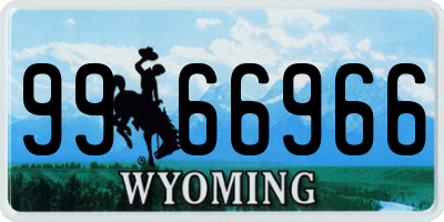 WY license plate 9966966