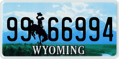WY license plate 9966994