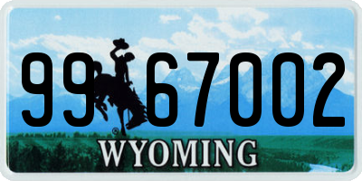 WY license plate 9967002