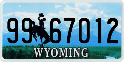 WY license plate 9967012