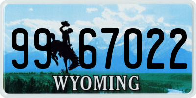 WY license plate 9967022