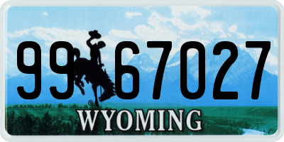 WY license plate 9967027