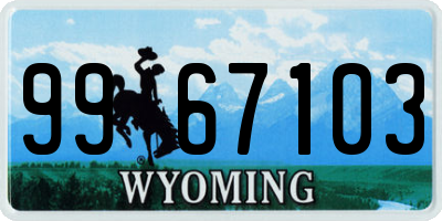 WY license plate 9967103