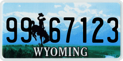 WY license plate 9967123