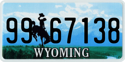 WY license plate 9967138