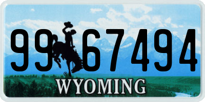 WY license plate 9967494
