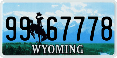 WY license plate 9967778
