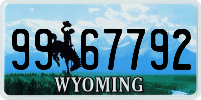 WY license plate 9967792