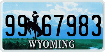 WY license plate 9967983