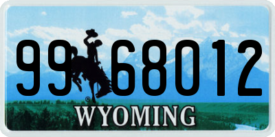 WY license plate 9968012