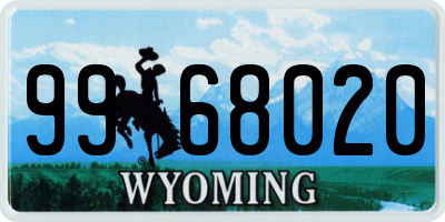 WY license plate 9968020