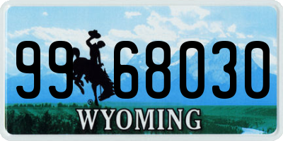 WY license plate 9968030