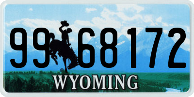 WY license plate 9968172
