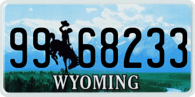 WY license plate 9968233