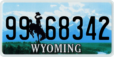 WY license plate 9968342