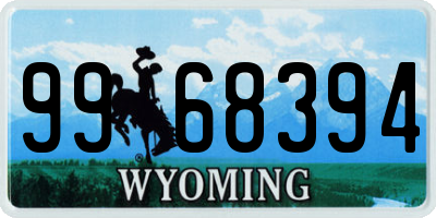 WY license plate 9968394